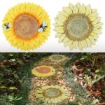 DAMEING Sunflower Stepping Stones Outdoor Garden Decoration, 2 Pack Paving Stones Kit for Outside Patio Landscape Yard Walkway Path, Anniversary Housewarming Birthday Gift, Indoor Decoation