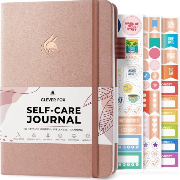 Clever Fox Self-Care Journal – Daily Reflection Notebook – Mental Health & Personal Development Planner, Meditation & Mood Log, A5 (Rose Gold)