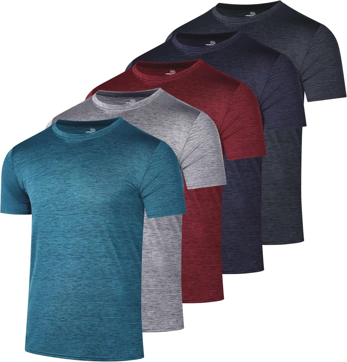 Real Essentials 5 Pack: Men’s Short Sleeve Dry Fit Active Crew Neck T Shirt - Athletic Running Gym Workout Tee Tops - Image 1