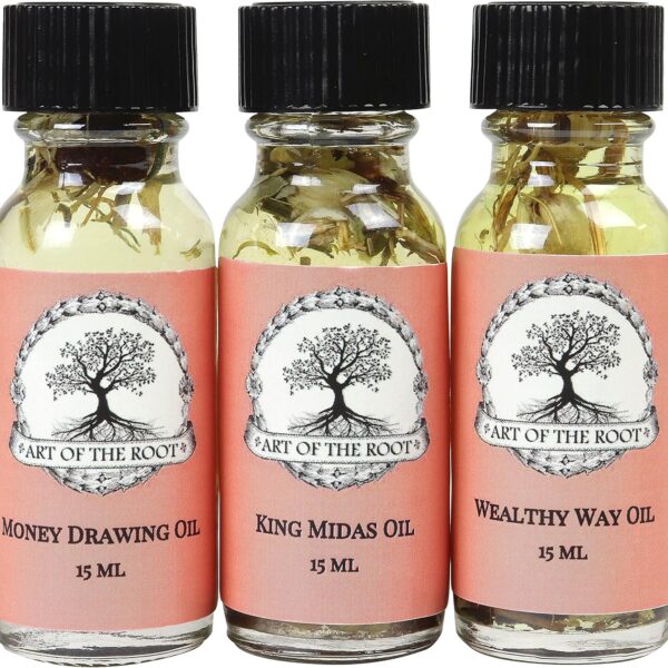 Money Oil Set by Art of The Root | with Wealthy Way, Money Drawing & King Midas Oils | Handmade with Herbs & Essential Oils | Wiccan Hoodoo Conjure Magick