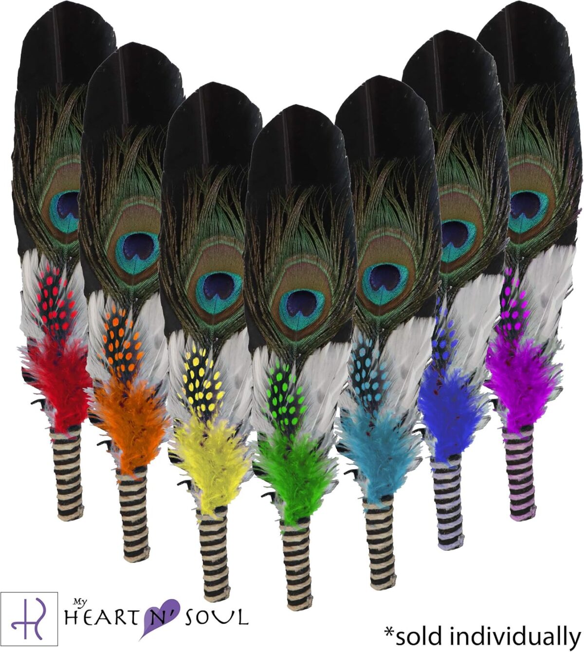 Smudge Feather, Turkey and Peacock, Unique Homecrafted Energy Cleansing Clearing Spiritual Practice House Smudging - Detailed Instructions for Beginners (Purple) - Image 4