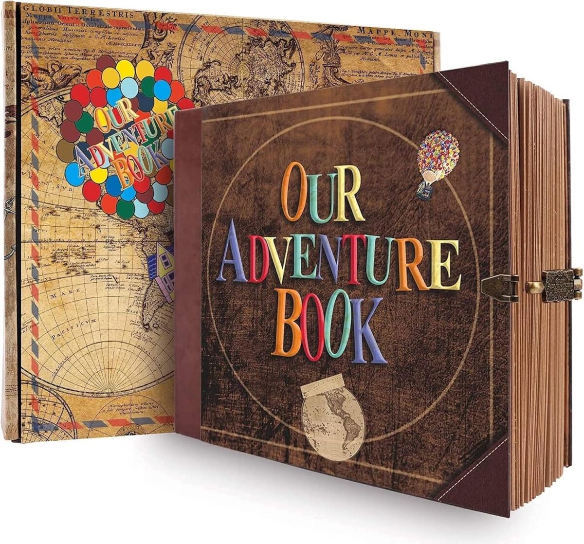 JIMBON Our Adventure Book Scrapbook Photo Album Retro Style Embossed Letter Cover Travel Diary Journal Scrap Book Kit For Couples,Memory Book For Anniversary Wedding - Image 1