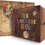JIMBON Our Adventure Book Scrapbook Photo Album Retro Style Embossed Letter Cover Travel Diary Journal Scrap Book Kit For Couples,Memory Book For Anniversary Wedding