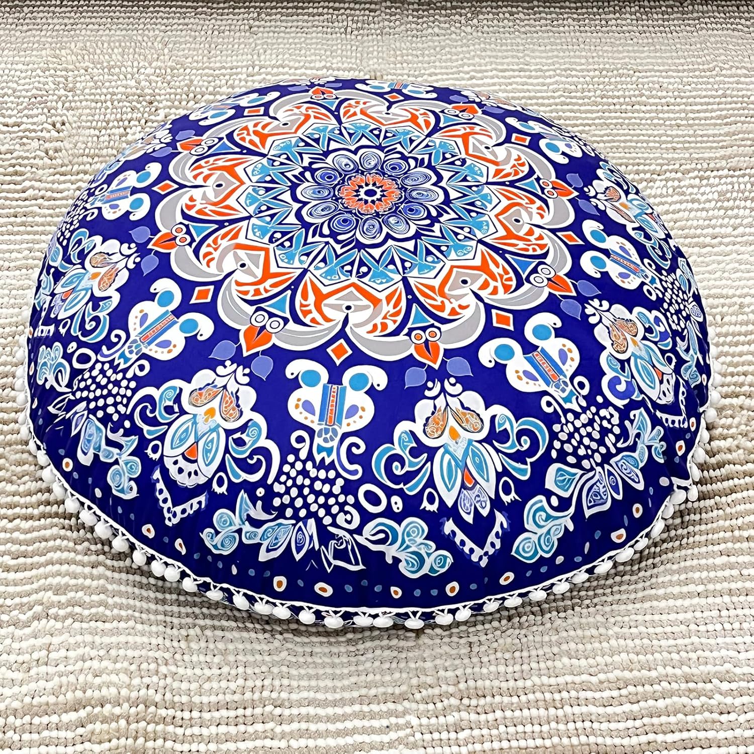 916V5YoGGWL._AC_SL1500_.jpg 32 in Meditation Floor Cushion, Round Large Floor Pillow for Adult, Yoga Pillows for Sitting on Floor, Madala, Memory Foam Filling - Image 1