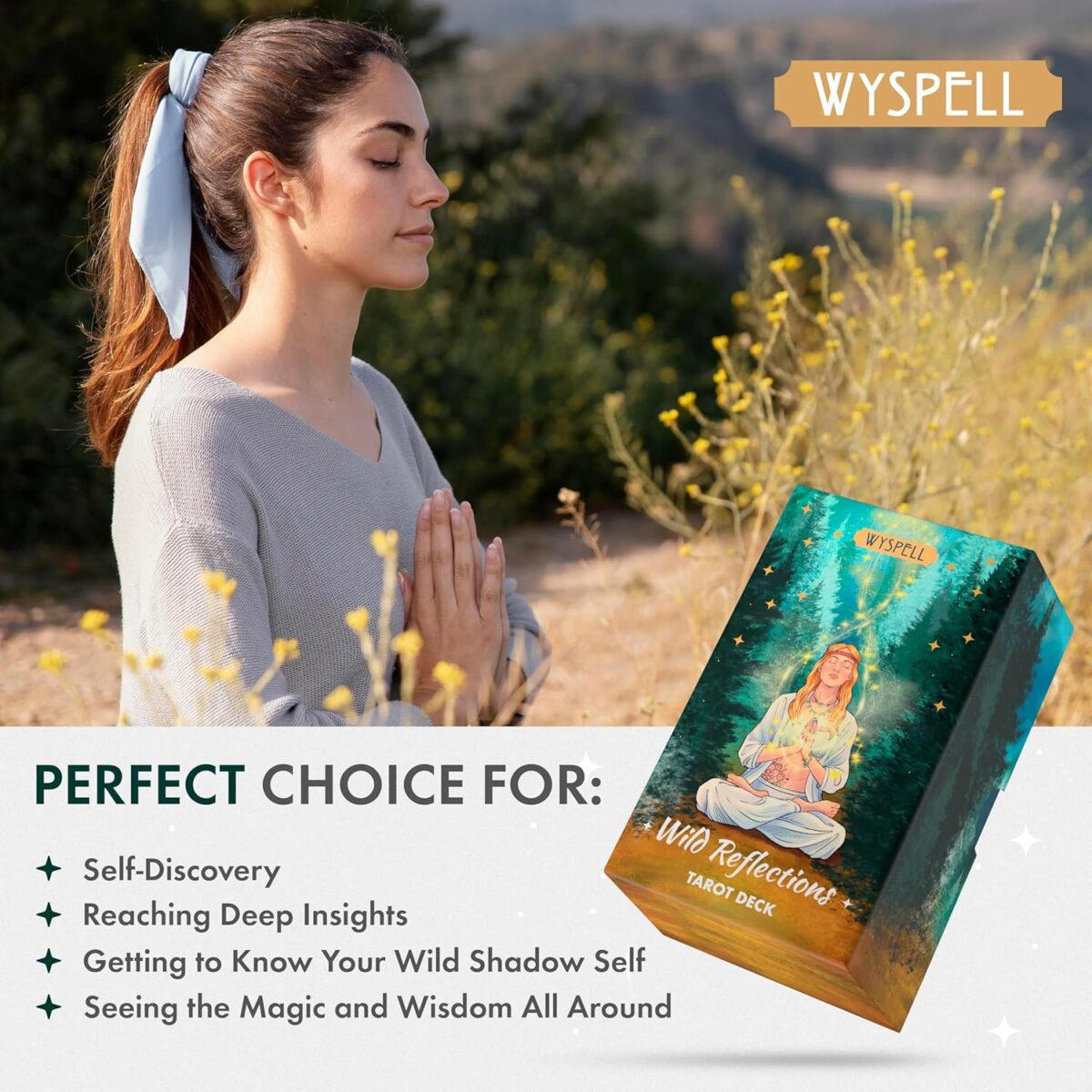 Wyspell Wild Reflections Tarot Deck with 200-Page Guidebook, Gold Edges, and Gift Packaging - Image 6