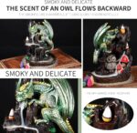 Dragon Backflow 2 Sided Mountain Waterfall Incense Burner,Fountain Smoke Incense Holder with Backflow Incense Cones, Tweezers, Mat，Resin Aromatherapy Meditationvaiuk (Green) - Image 4