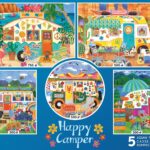Ceaco - 5 in 1 Multipack - Happy Camper - (2) 300 Piece, (2) 500 Piece, (1) 750 Piece Jigsaw Puzzles