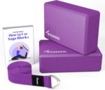 Yoga Blocks 2 pack and Yoga Strap Includes Descriptive E-book for Beginners Sturdy Yoga Brick & Lightweight Eva Foam Block Support Deepen Poses, Provides Strength & Stability for Pilates Practice