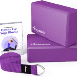 Yoga Blocks 2 pack and Yoga Strap Includes Descriptive E-book for Beginners Sturdy Yoga Brick & Lightweight Eva Foam Block Support Deepen Poses, Provides Strength & Stability for Pilates Practice