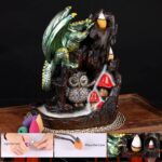 Dragon Backflow 2 Sided Mountain Waterfall Incense Burner,Fountain Smoke Incense Holder with Backflow Incense Cones, Tweezers, Mat，Resin Aromatherapy Meditationvaiuk (Green) - Image 5