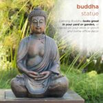 Alpine Corporation 15" Tall Indoor/Outdoor Meditating Buddha Statuary Décor - Image 4