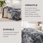 Bedsure Fluffy Throw Blanket Gifts for Women Men, Soft Fleece Sherpa Cozy Fuzzy Plush Warm Minky Thick Faux Fur Throw for Couch, Bed, Home Living Room Decor Spring Blanket Gifts for Mom Dad, Grey - Image 4