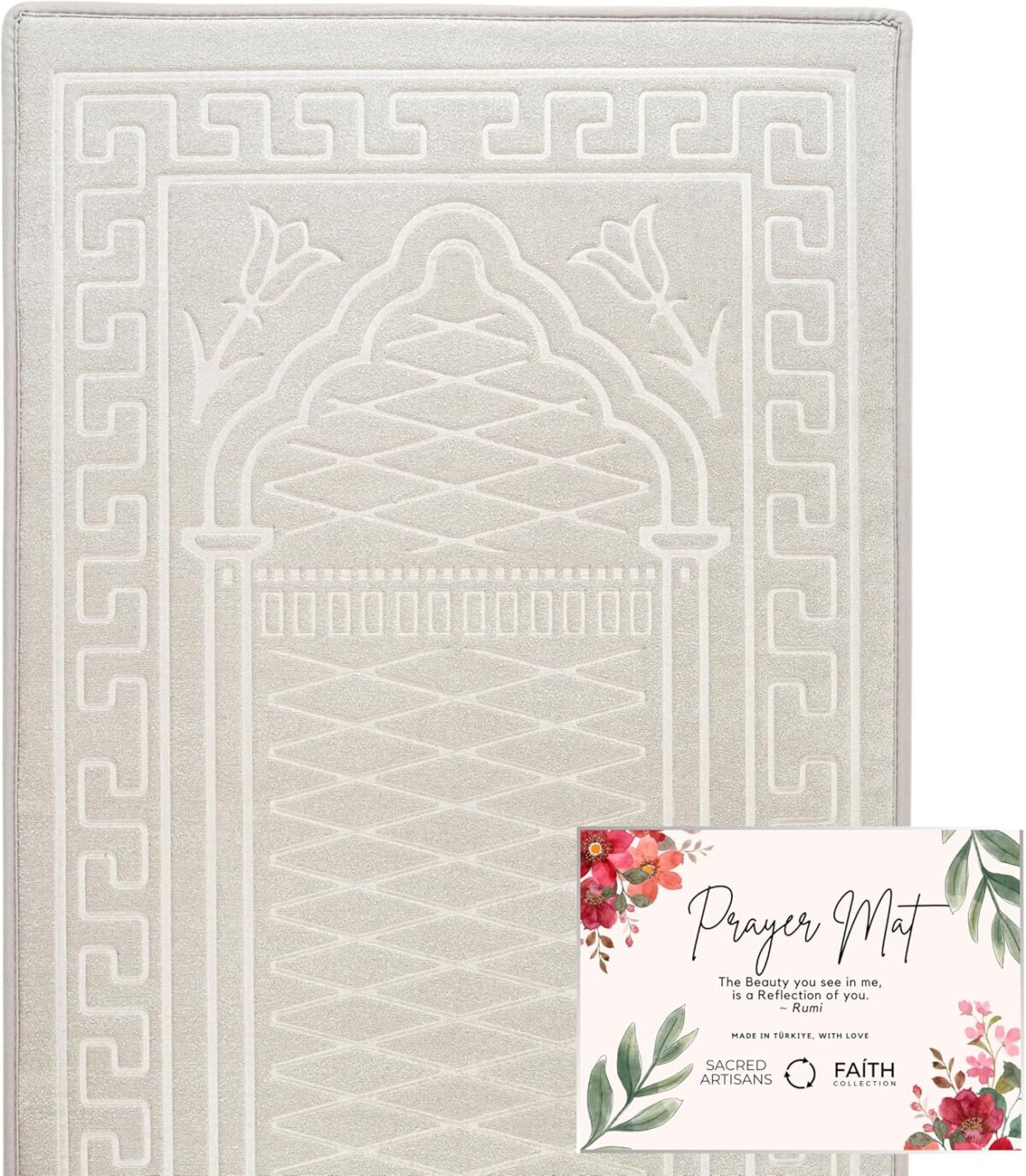 Sacred Artisans Prayer Mat, Sage Gray, Padded with Thick, Soft, Luxury Foam - Muslim Prayer Rug, Islamic Prayer Rug, Prayer Matt - Travel & Gift Ready for Ramadan & Eid - Image 1