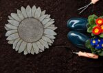 NAT & Jules Sunflower Shaped Dimensional Indoor Outdoor 12 inch Cast Resin Decorative Garden Stepping Stone, Patio, Walkway Sculpture Yard Art, Stone Grey - Image 6