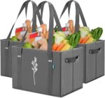 Green Bulldog Reusable Grocery Bags - Heavy Duty Reusable Shopping Tote Bags W/Long Handles, Foldable & Collapsible, Holds Up to 65 lbs - for Kitchen, Picnic 3 Pack