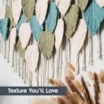 SnugLife Large Macrame Wall Hanging Leaves - Chic Bohemian Handmade Woven Tapestry Wall Hanging Leaf Wall Art, Feather Boho Wall Decor for Living Room Nursery Bedroom, 39"W X 31"L (Sage Green, Green, Beige) - Image 6