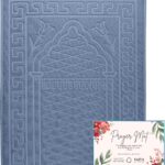 Sacred Artisans Prayer Mat, Pastel Indigo, Padded with Thick, Soft, Luxury Foam - Muslim Prayer Rug, Islamic Prayer Rug, Prayer Matt - Travel & Gift Ready for Ramadan & Eid