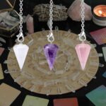 DUQGUHO 3 Pcs Crystal Pendulums Set for Divination Dowsing Natural Amethyst Rose Quartz Clear Quartz Healing Crystal Quartz Reiki Gemstone Pendants Witchcraft Wiccan Accessories - Image 3