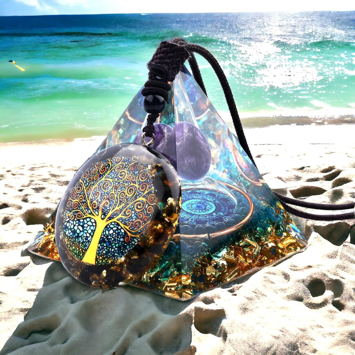 Zurligi Orgone Pyramid for Positive Energy, Tree of Life Amethyst & Citrine Chakra Orgonite Healing Crystal Pyramid for Wealth Success Lucky Meditation Sleep & Spiritual Gifts - Image 8