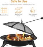 Yaheetech 21inch Fire Pit Portable Folding Steel Fire Bowl Garden Treasures Fire Pit for Outside Fireplace with Carrying Bag, Spark Screen, BBQ Grill & Log Grate for Patio Backyard Camping Bonfire - Image 4