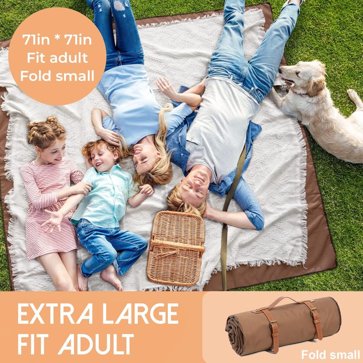Tiny Land Picnic Blankets, 2 in1 Double Layer Waterproof Mat + Blanket, Machine Washable Outdoor Blanket, Portable Camping Blanket, Extra Large Beach Mat, for Camping Park Beach Grass - Image 3