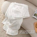 Bedsure White Throw Blanket for Couch - GentleSoft Cozy Soft Blankets for Women, Cute Small Fleece Throws for Girls, Birthday Gifts for Women, Mothers Day Decor Gifts for Mom, Off White, 50x60 Inches - Image 5
