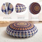 Codi Meditation Floor Pillows Set of 2, Round Large Pillow Seating for Adults, Bohemian Mandala Circle Floor Cushion for Outdoor Fireplace Yoga Living Room, 32 Inch, Yellow Memory Foam Added - Image 2