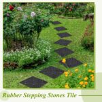 Pangda 8 Pcs 12 x 12 Inch Rubber Stepping Stone Outdoor for Garden Pathway Paver Outside Stepping Tile Heavy Duty Retro Decorative Pavers for Walkway Path Landscaping Yard Lawn(Black,Cross Square) - Image 5