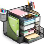 EVOOMI 5 Tier Mesh Desk Organizer PLUS - The Upgraded Time, Space & Sanity Saving Desktop Organizer System for Productivity Success - Ideal Pencil File Paperclip Post It Holder Mail Folder Organizer