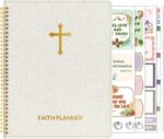 2025 Christian Planner - 12 Month Bible Journal and Prayer Planner 9"x11.2" Spiral Bound, Monthly & Weekly Christian Organizer Gifts for Women Men (Beige)