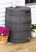 Good Ideas Rain Wizard 50 Gallon Plastic Rain Barrel for Outdoor Rainwater Collection and Storage Features a Metal Spigot and Flat Back Design, Oak - Image 4
