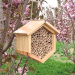 Mason Bee House Native Bee Hive Hexagon Bee House Natural Handmade Wooden Mason Bee Box Habitat Home Hotel with Bamboo Tubes -Attracts Peaceful Bee Pollinators to Enhance Your Garden's Productivity - Image 5