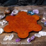 Curawood Crystal Grid Board for Stones - 10" Diameter Metatron's Cube Sacred Geometry Board - Amplify the Power of Your Crystals - Chakra Grid Plate, Altar Decor - Cubo de Metatron - Image 7