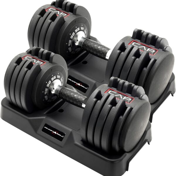 CAP Barbell ADJUSTABELL Adjustable Round Dumbbell Weights - Pairs | 12.5 lb, 25 lb & 55 lb Single Weight Options