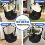 Hanging Chair Indoor Swing, Max 500 Lbs, 2 Cushions Included, Steel Spreader Bar with Anti-Slip Rings, Indoor/Outdoor Use, Side Pocket, Boho Style - Image 7