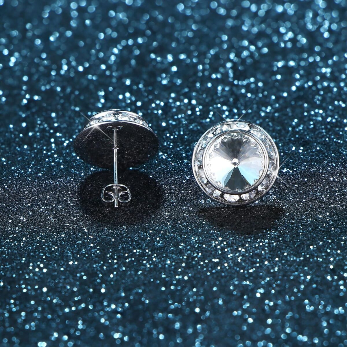 MILACOLATO Rhinestone Dance Competition Earrings Hypoallergenic Sterling Silver Post Stud Earrings 15mm Halo Crystal Stud Earrings for Dance Competitions Stage Opera Performance Wedding Bridal Earrings for Women - Image 4