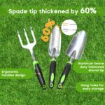 Garden Tool Set, 3 Pack Aluminum Heavy Duty Gardening Kit Includes Hand Trowel, Transplant Trowel and Cultivator Hand Rake with Soft Rubberized Non-Slip Ergonomic Handle, Garden Gifts - Image 2