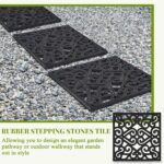 Pangda 8 Pcs 15x15 Rubber Stepping Stone Tiles Outdoor Heavy Duty Garden Walkway Pathway Mats Rubber Pavers Decorative Retro Exquisite Pattern for Garden Path, Flowerbed, Gravel, Dirt, Grass(Black) - Image 3