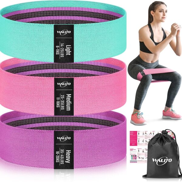 WALITO Resistance Bands for Legs and Butt, Fabric Exercise Loop Bands Yoga, Pilates, Rehab, Fitness and Home Workout, Strength Bands for Booty