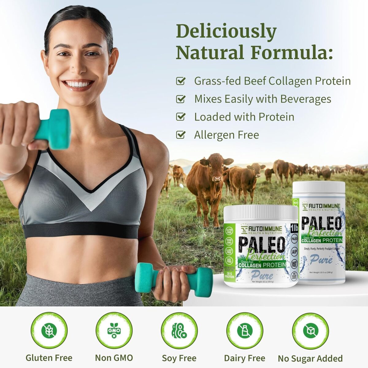 Autoimmune Health & Nutrition Collagen Protein Powder for Women & Men - Soy, Gluten, & Dairy Free Non GMO Collagen Protein from Grass-Fed Beef - 1 lb - Image 7