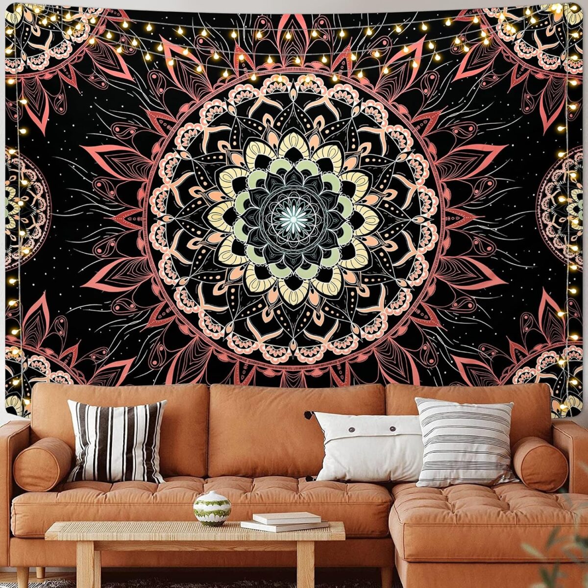 Uspring Mandala Tapestry - Bohemian Floral Aesthetic Hippie Boho Wall Hanging Decor for Bedroom, Living Room, Dorm (51.2 x 59.1 inches) - Image 3