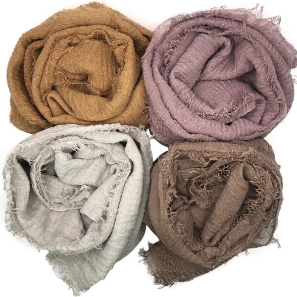 Manshu 4PCS Women's Soft Cotton Hemp Shawl & Wrap, Long Scarf & Head Scarf