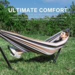 PNAEUT Double Hammock with Space Saving Steel Stand Included 2 Person Heavy Duty Outside Garden Yard Outdoor 450lb Capacity 2 People Standing Hammocks and Portable Carrying Bag (Coffee) - Image 3