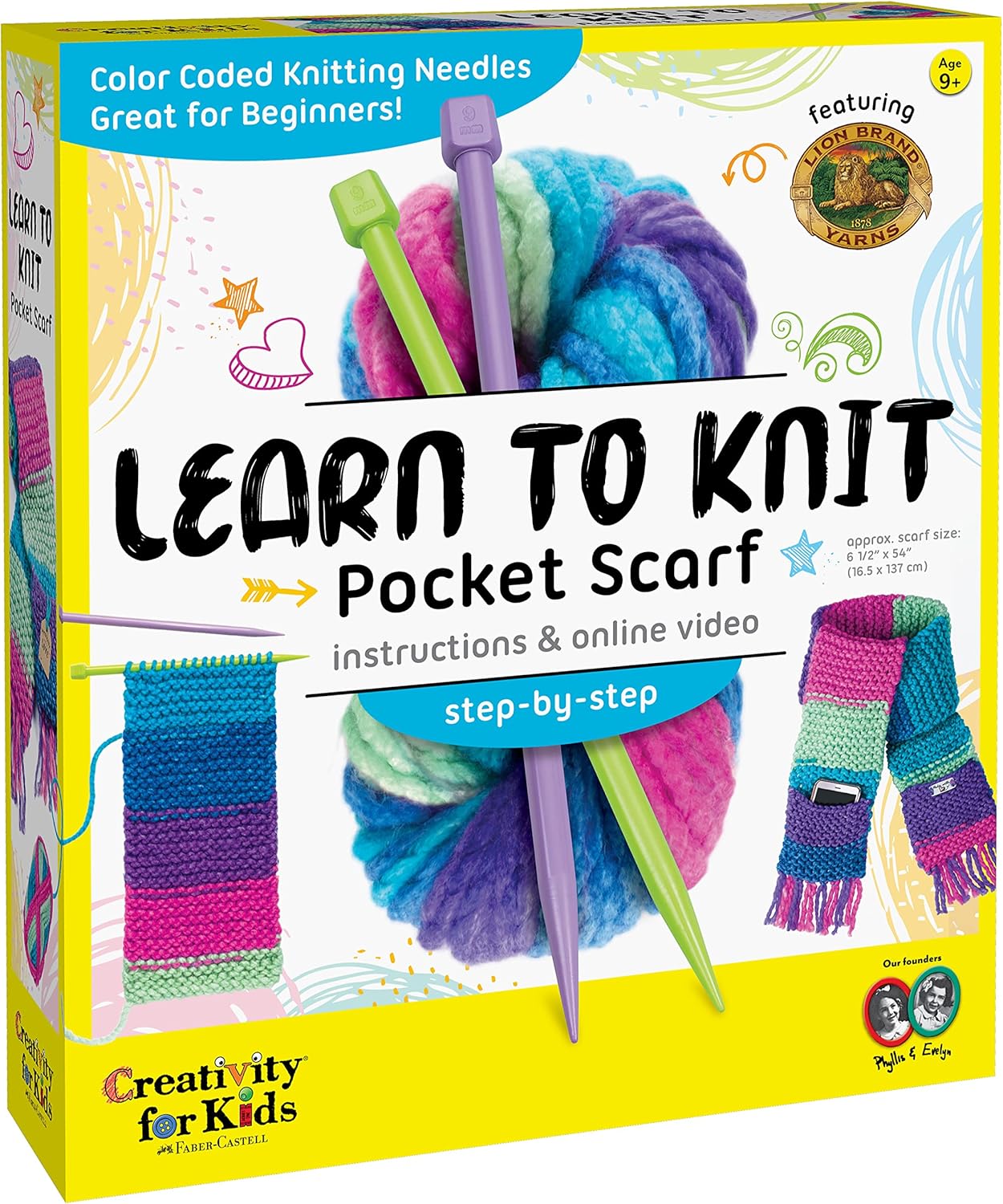 91SeVZJWVAL._AC_SL1500_.jpg Creativity for Kids Learn to Knit Pocket Scarf - DIY Knitting Kit for Beginners, Kids Craft Kit - Image 1