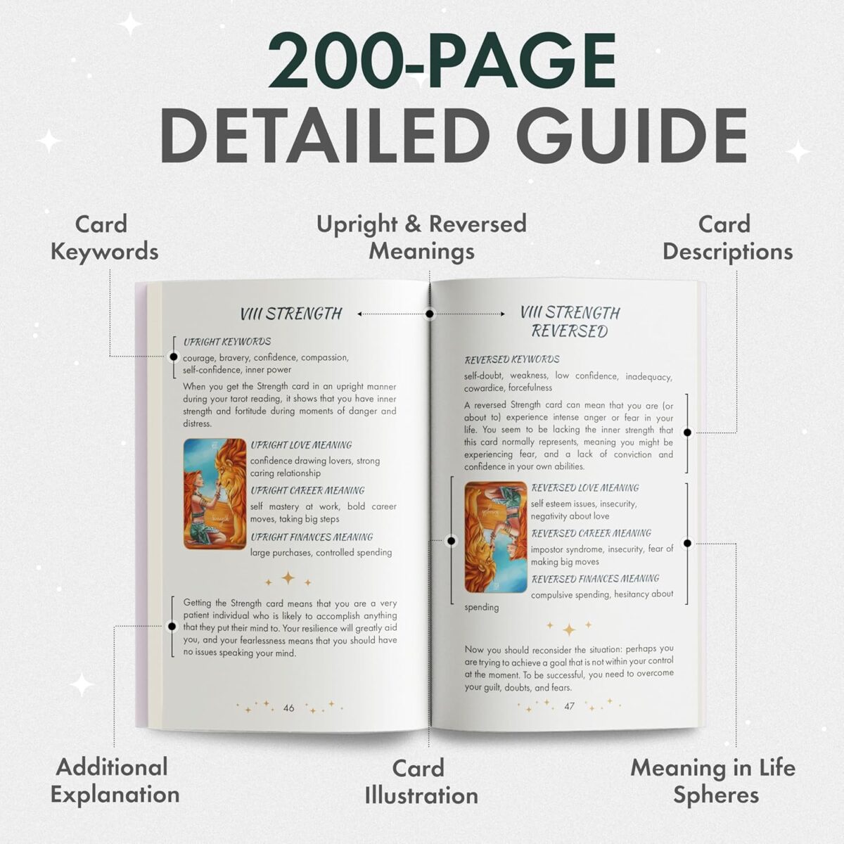 Wyspell Wild Reflections Tarot Deck with 200-Page Guidebook, Gold Edges, and Gift Packaging - Image 5