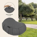 Retrospec Sedona Zafu Meditation Cushion Filled w/Buckwheat Hulls - Yoga Pillow for Meditation Practices - Machine Washable 100% Cotton Cover & Durable Carry Handle; Crescent, Stone - Image 3