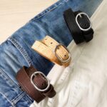 Women Cork Belt – Vegan Leather Dress for Jeans Thin Belt – Cruelty Free-Eco Friendly Brown Black - 0,98" Wide - Image 6