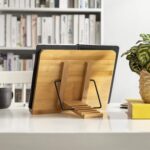 wishacc Bamboo Book Stand, Adjustable Book Holder Tray and Page Paper Clips-Cookbook Reading Desk Portable Stable Hard-Wearing Lightweight Bookstand-Textbooks Books - Image 5