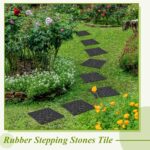 Pangda 8 Pcs 15x15 Rubber Stepping Stone Tiles Outdoor Heavy Duty Garden Walkway Pathway Mats Rubber Pavers Decorative Retro Exquisite Pattern for Garden Path, Flowerbed, Gravel, Dirt, Grass(Black) - Image 6