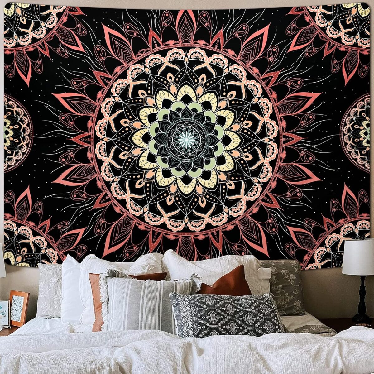Uspring Mandala Tapestry - Bohemian Floral Aesthetic Hippie Boho Wall Hanging Decor for Bedroom, Living Room, Dorm (51.2 x 59.1 inches) - Image 2